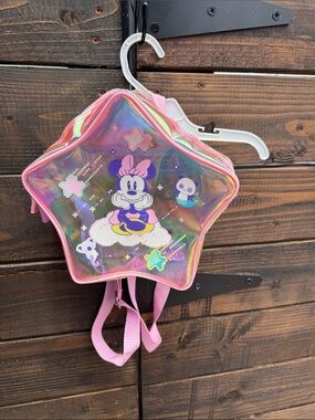 Disney Pink Iridescent Star-Shaped Kids Backpack with Minnie Mouse Graphic